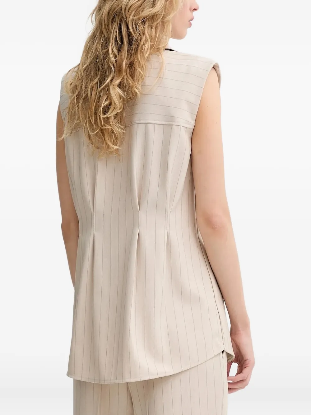 Bruuns Bazaar pinstripe sleeveless waistcoat | Waistcoats & Gilets | Image 2