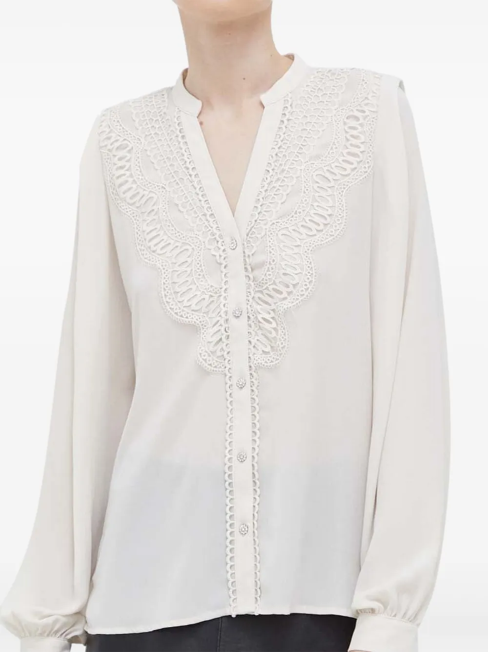 Bruuns Bazaar lace-detail blouse | Neutrals | Image 1