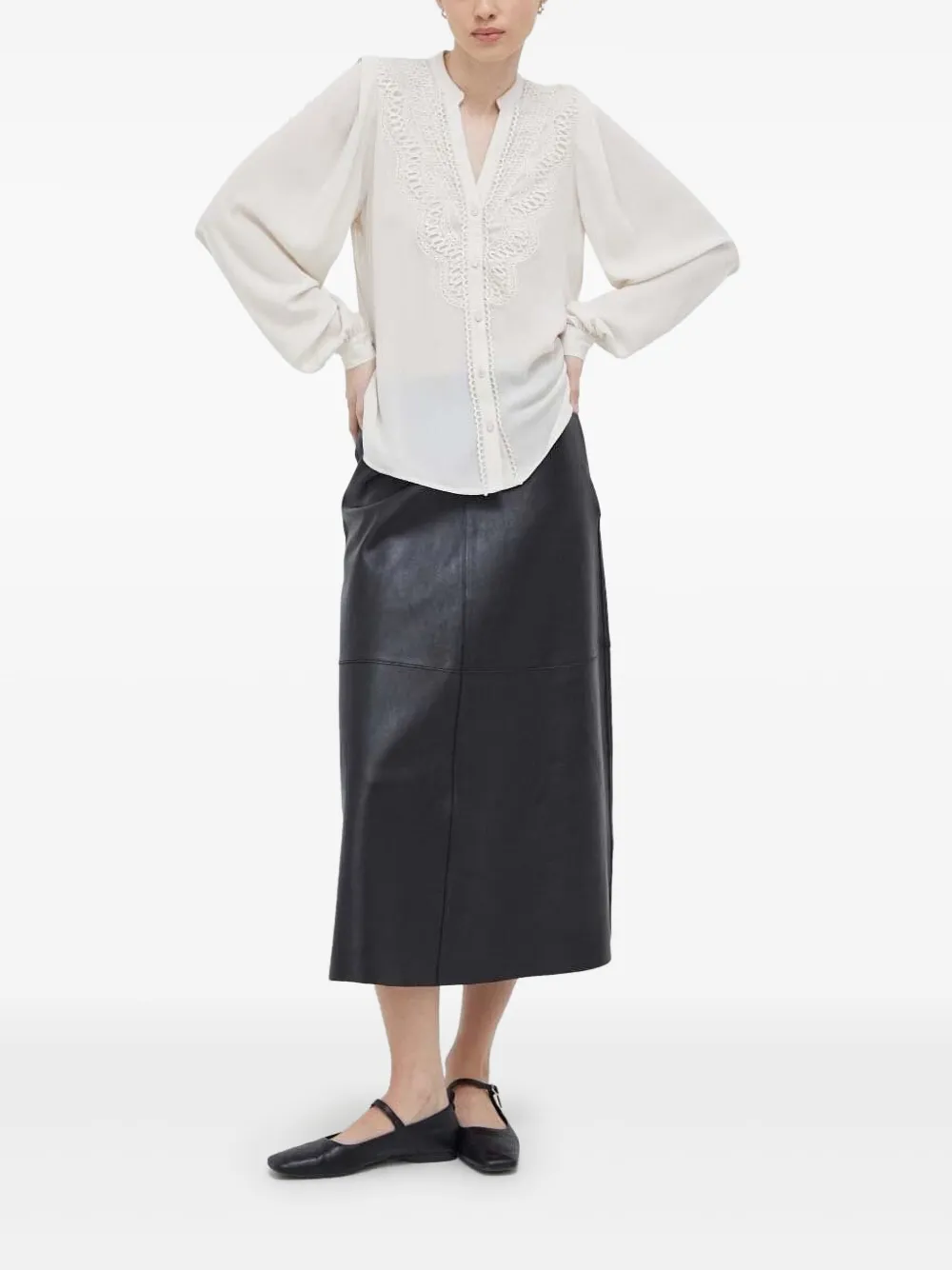Bruuns Bazaar Shirt met kanten detail - Beige