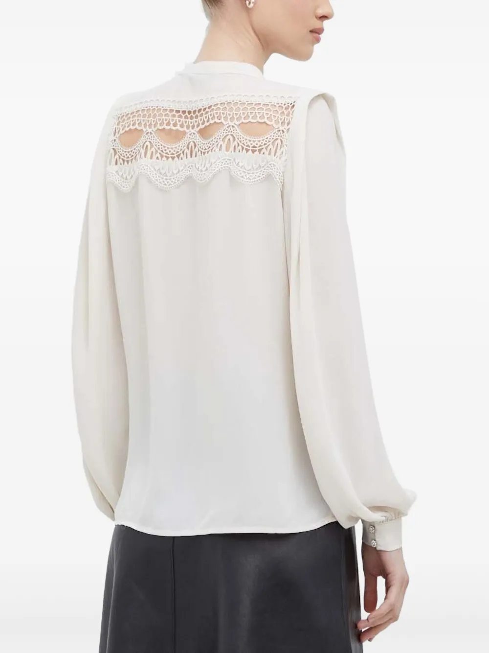  Bruuns Bazaar Lace-detail Blouse - Neutrals 