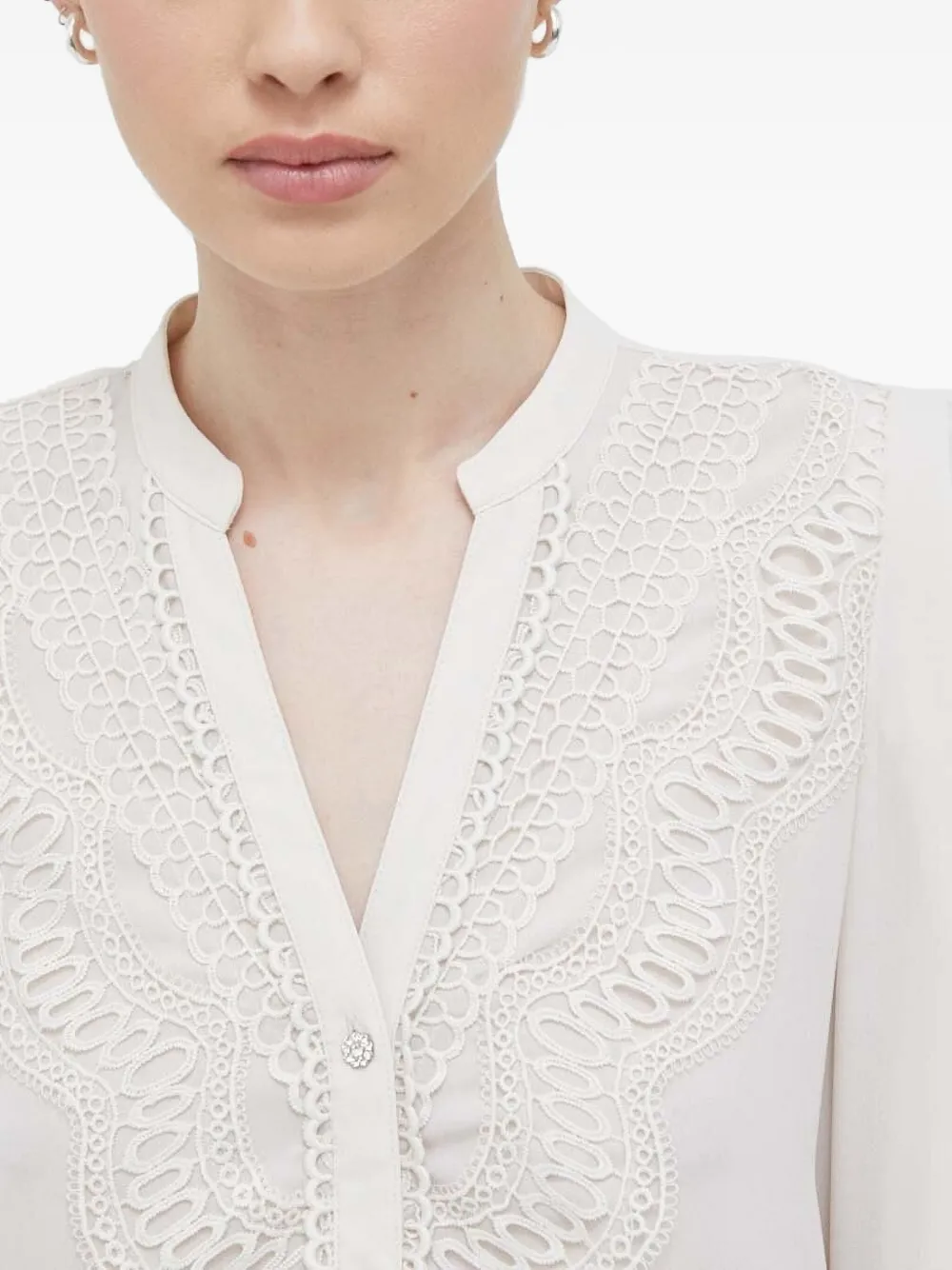 Bruuns Bazaar Shirt met kanten detail Beige