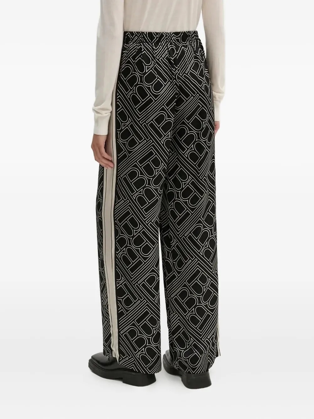 Bruuns Bazaar Broek met zijstreep en logopatroon - Zwart