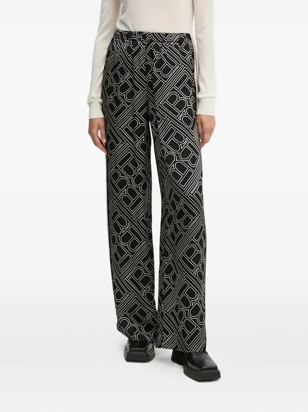 Bruuns Bazaar Logo-pattern Side-stripe Trousers In Black