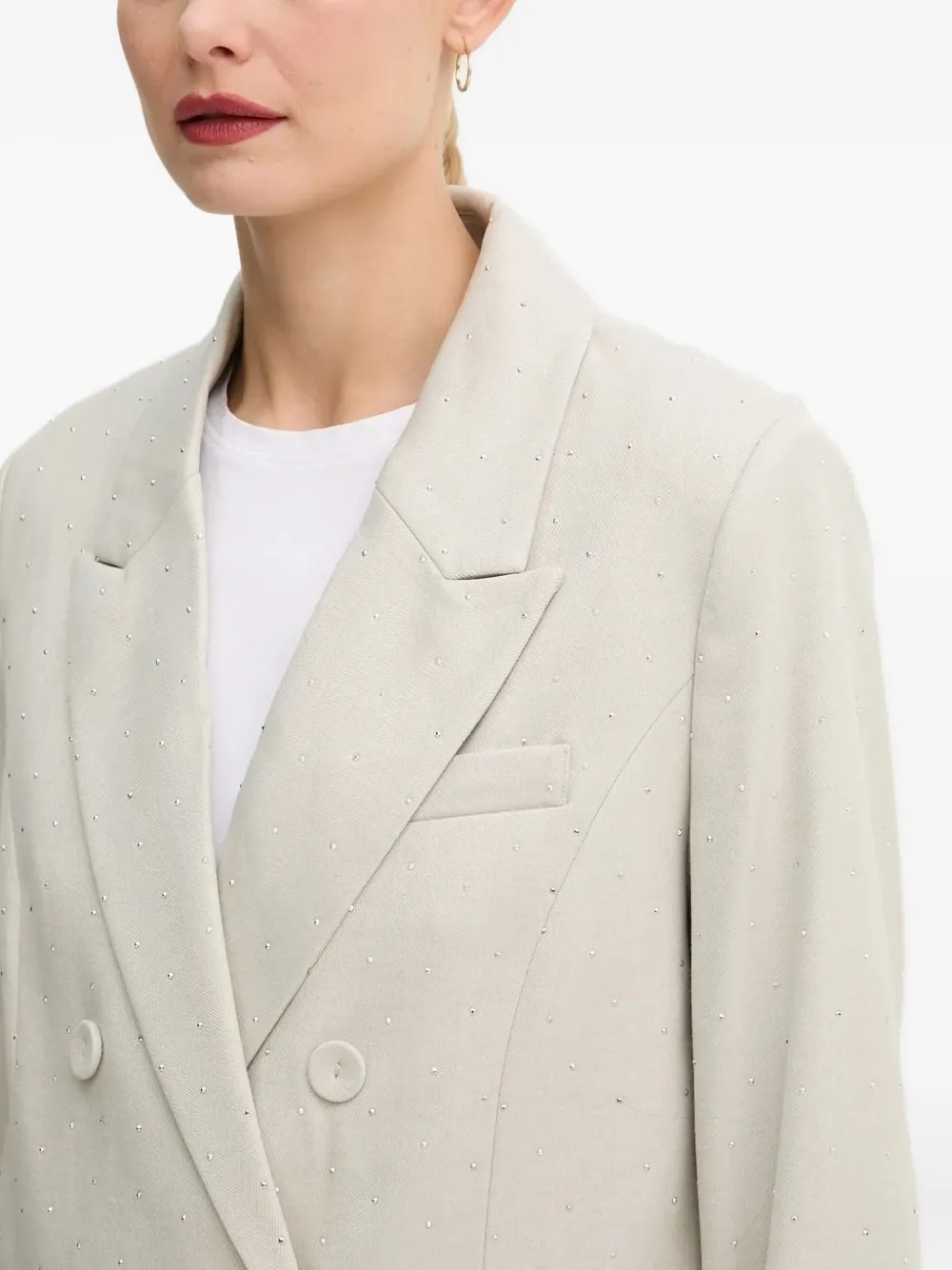 Bruuns Bazaar Embellished Double-breasted Blazer In Neutral