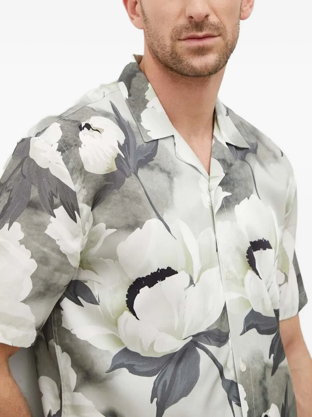 Bruuns Bazaar Floral-print Short-sleeve Shirt In White