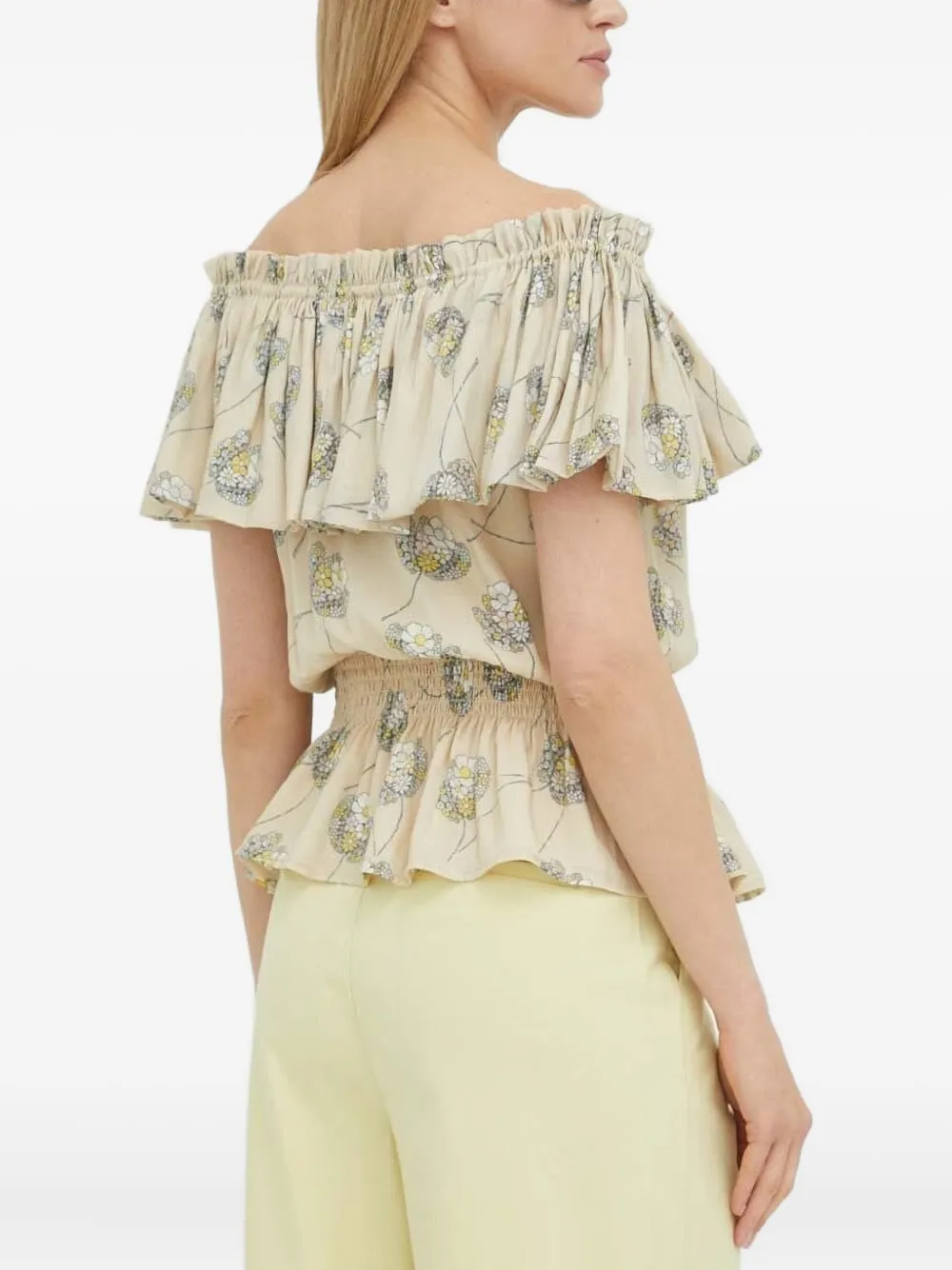 Bruuns Bazaar floral-print ruffled blouse - Beige