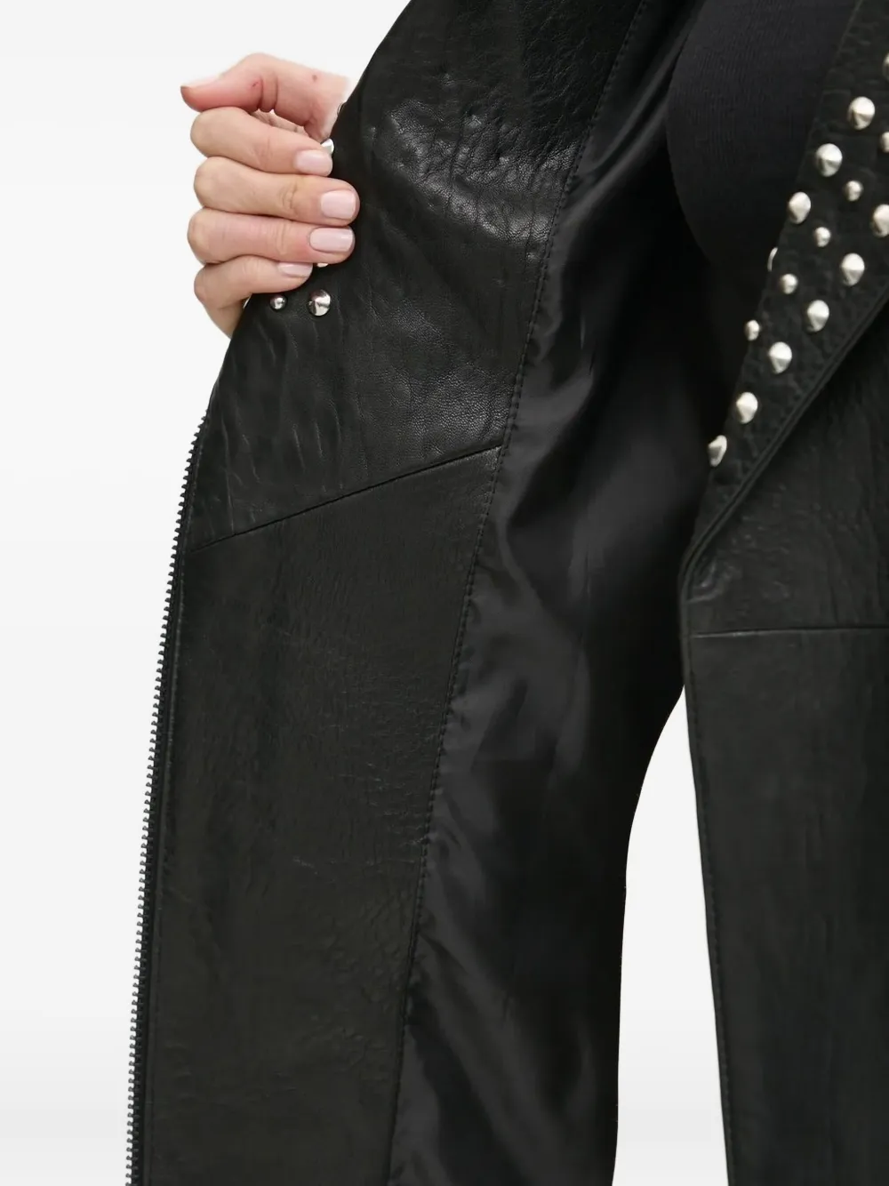 Bruuns Bazaar Studded Belted Leather Vest In Black