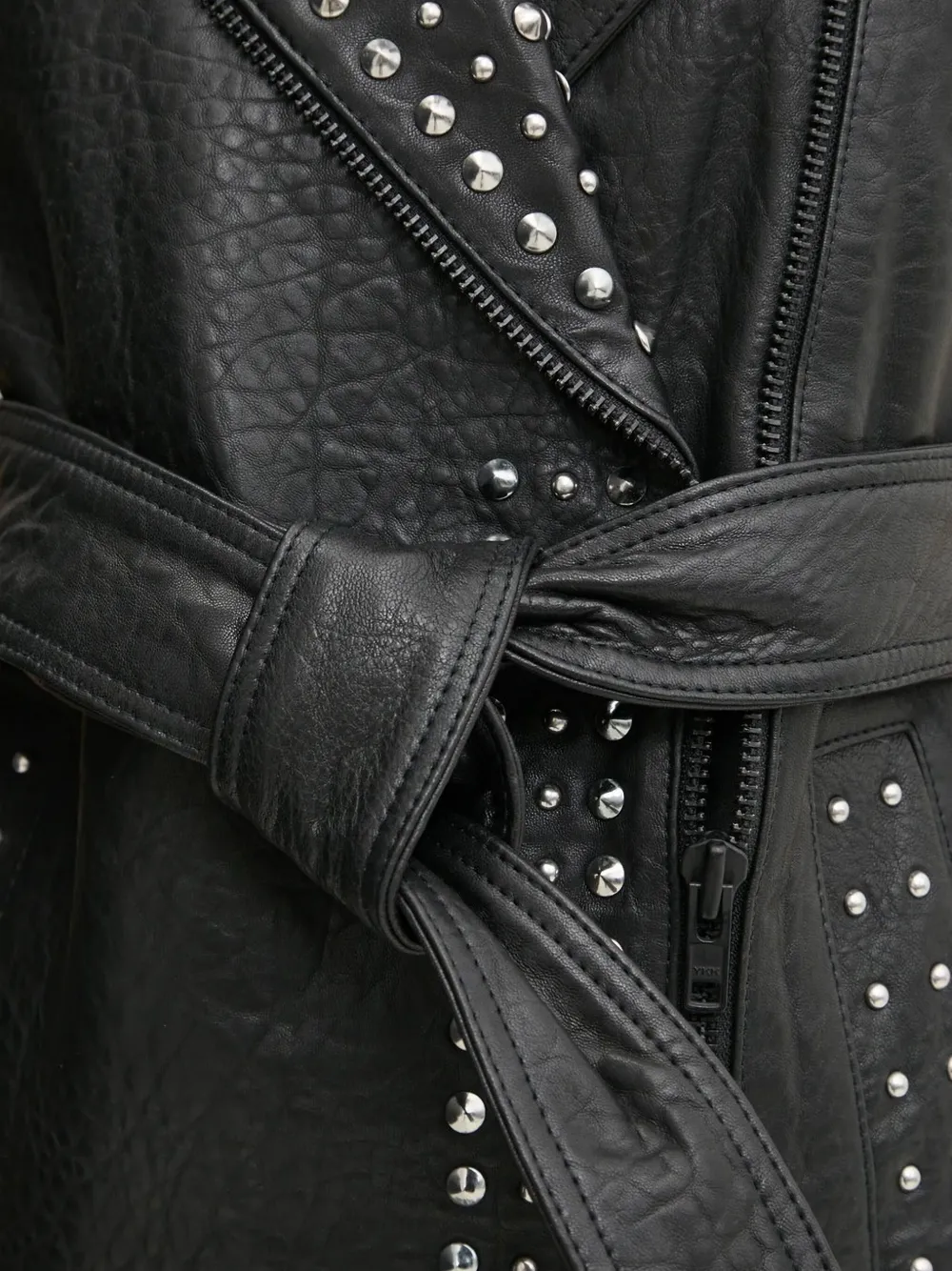Bruuns Bazaar Studded Belted Leather Vest In Black
