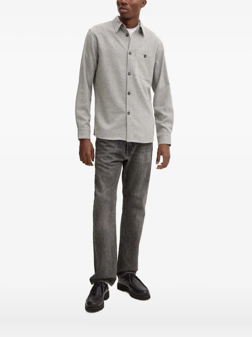 Bruuns Bazaar button-fastening pocket shirt | Grey | Image 1