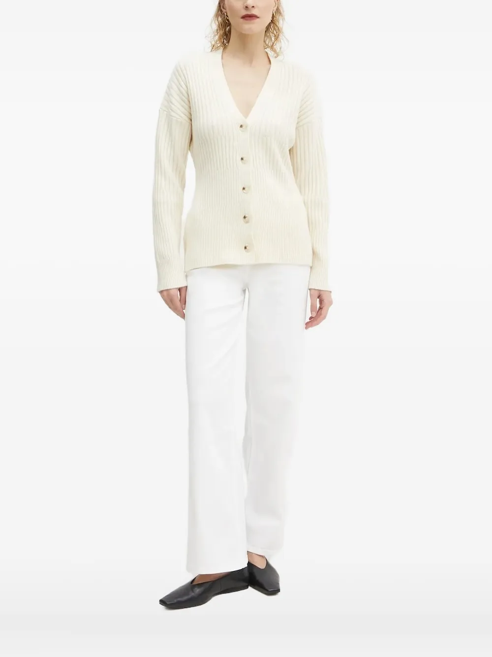 Bruuns Bazaar Ribbed Cardigan In White