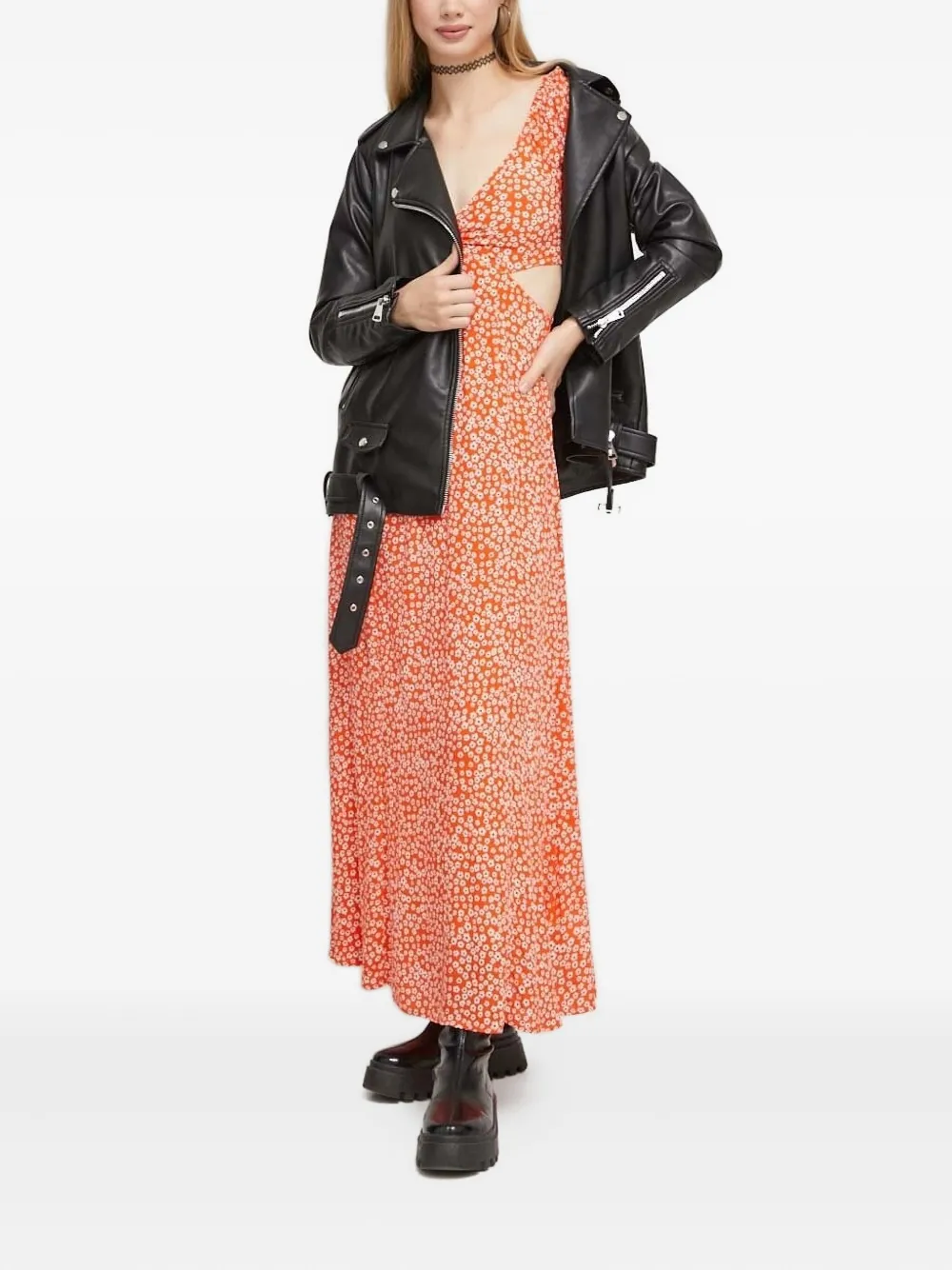 Billabong Last Call maxi-jurk met ringdetail en bloemen Oranje