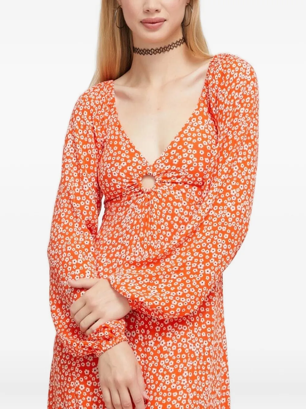 Billabong Last Call maxi-jurk met ringdetail en bloemen Oranje