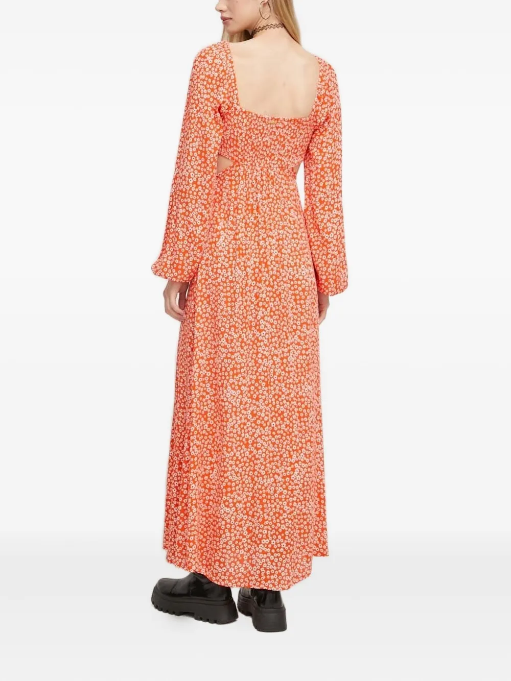 Billabong Last Call maxi-jurk met ringdetail en bloemen - Oranje