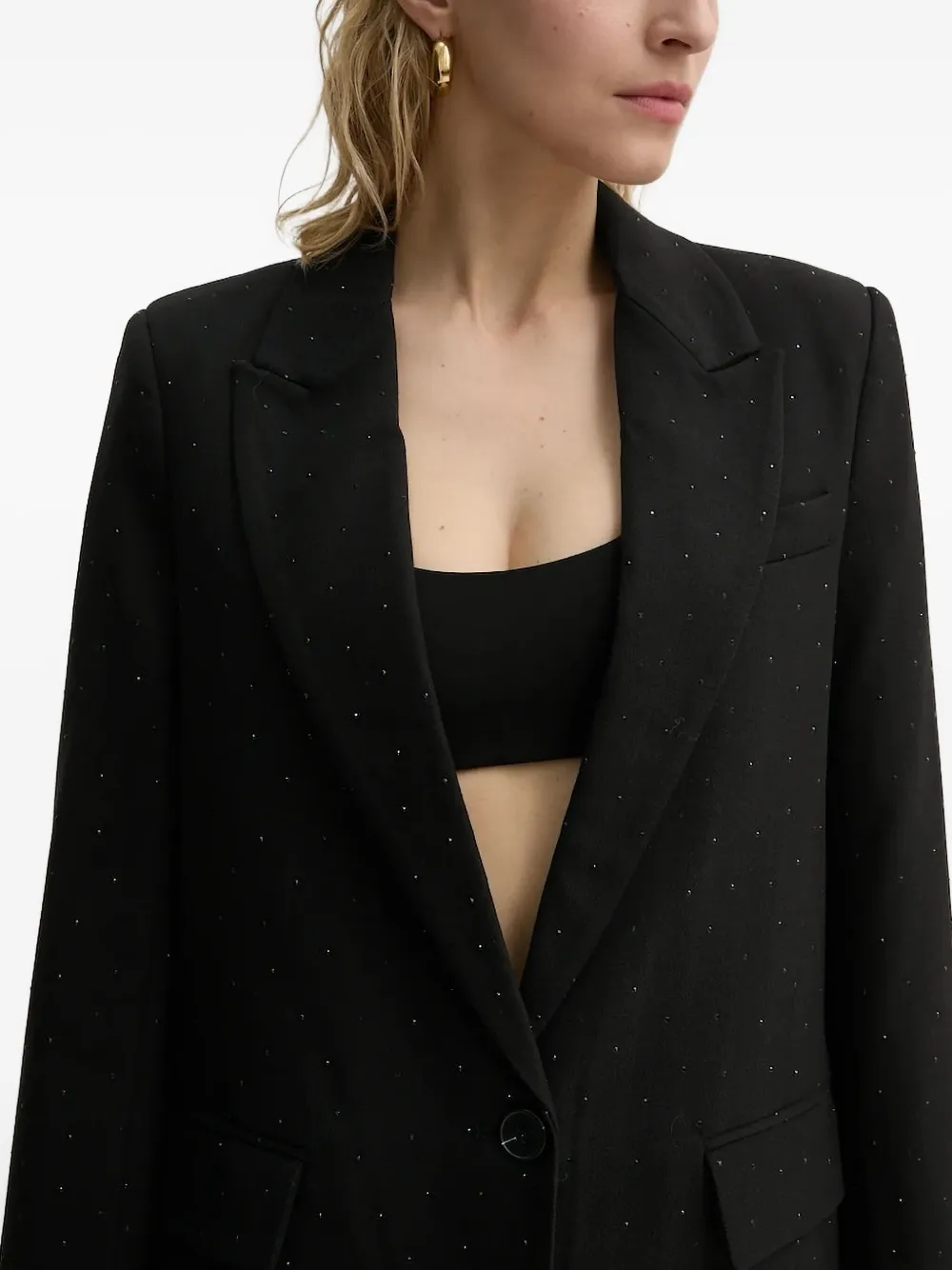 Bruuns Bazaar Single-button Glitter-detail Blazer In Black