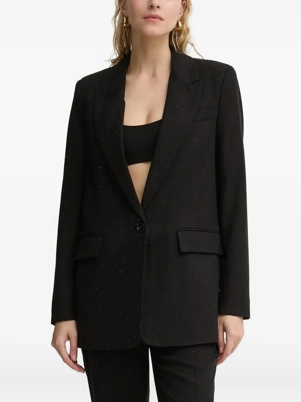 Bruuns Bazaar Single-button Glitter-detail Blazer In Black