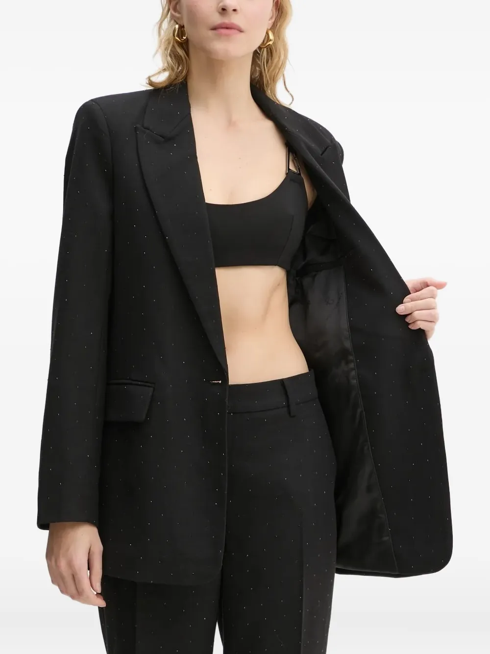 Bruuns Bazaar Single-button Glitter-detail Blazer In Black