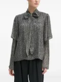 Bruuns Bazaar pleated-overlay neck tie blouse - Black