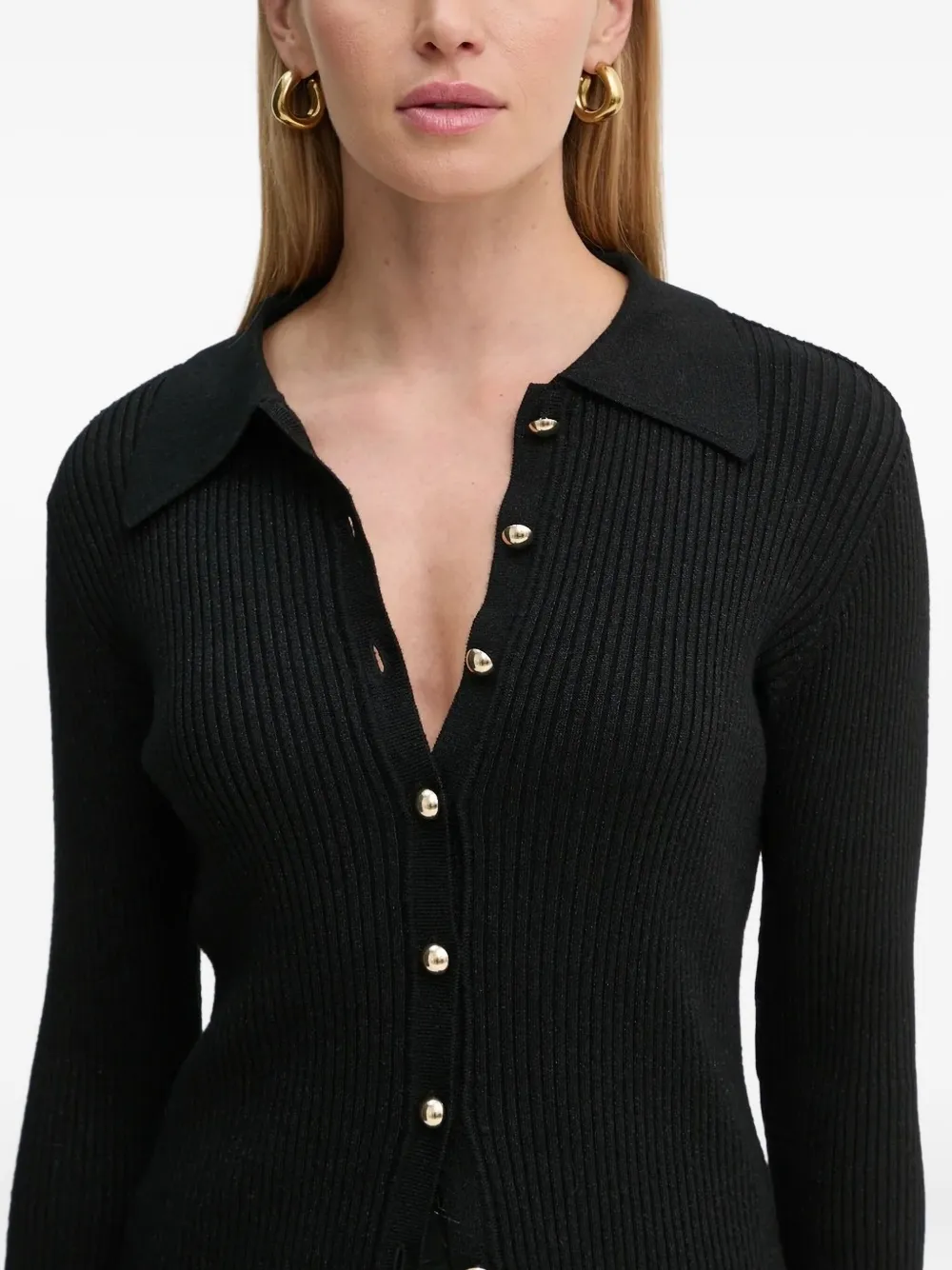 Bruuns Bazaar Anemonesbbseyra Ribbed-knit Button Cardigan In Black
