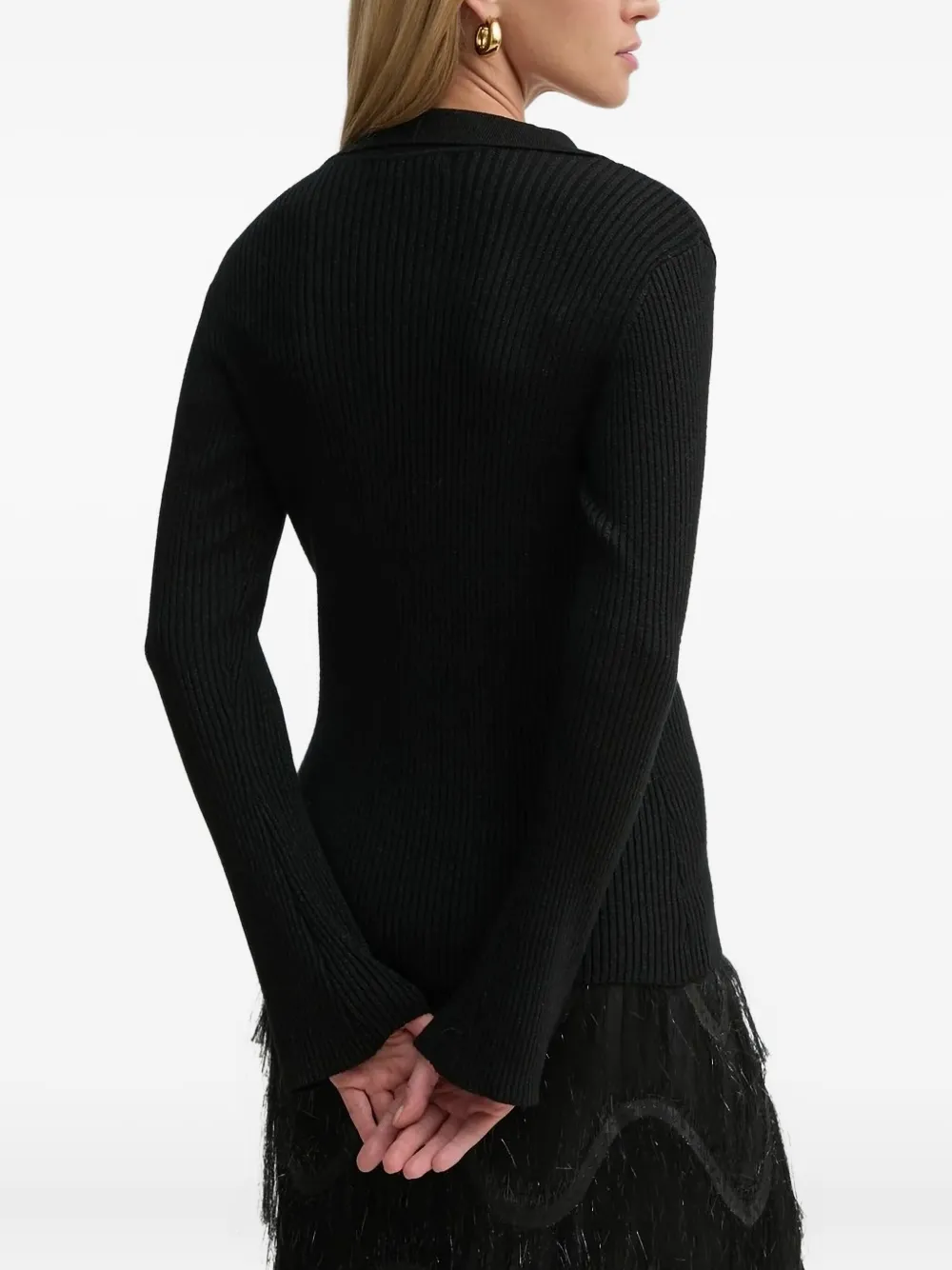Bruuns Bazaar Anemonesbbseyra Ribbed-knit Button Cardigan In Black