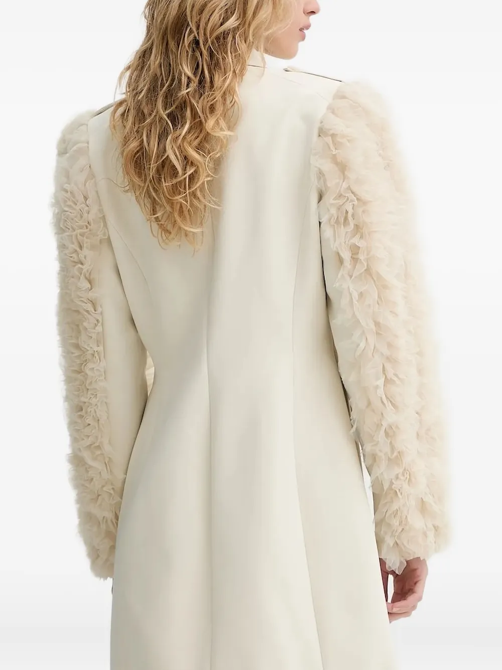 Bruuns Bazaar ruffled-sleeve double-breasted dress - Beige