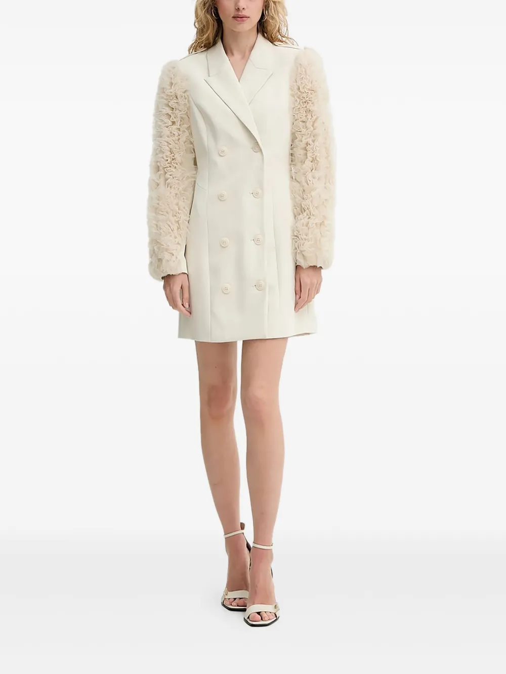 Bruuns Bazaar ruffled-sleeve double-breasted dress | Neutrals | Image 1
