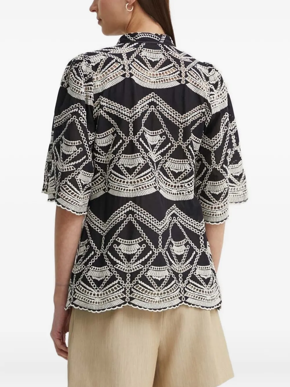 Bruuns Bazaar Blouse met borduurwerk en ringlets - Zwart