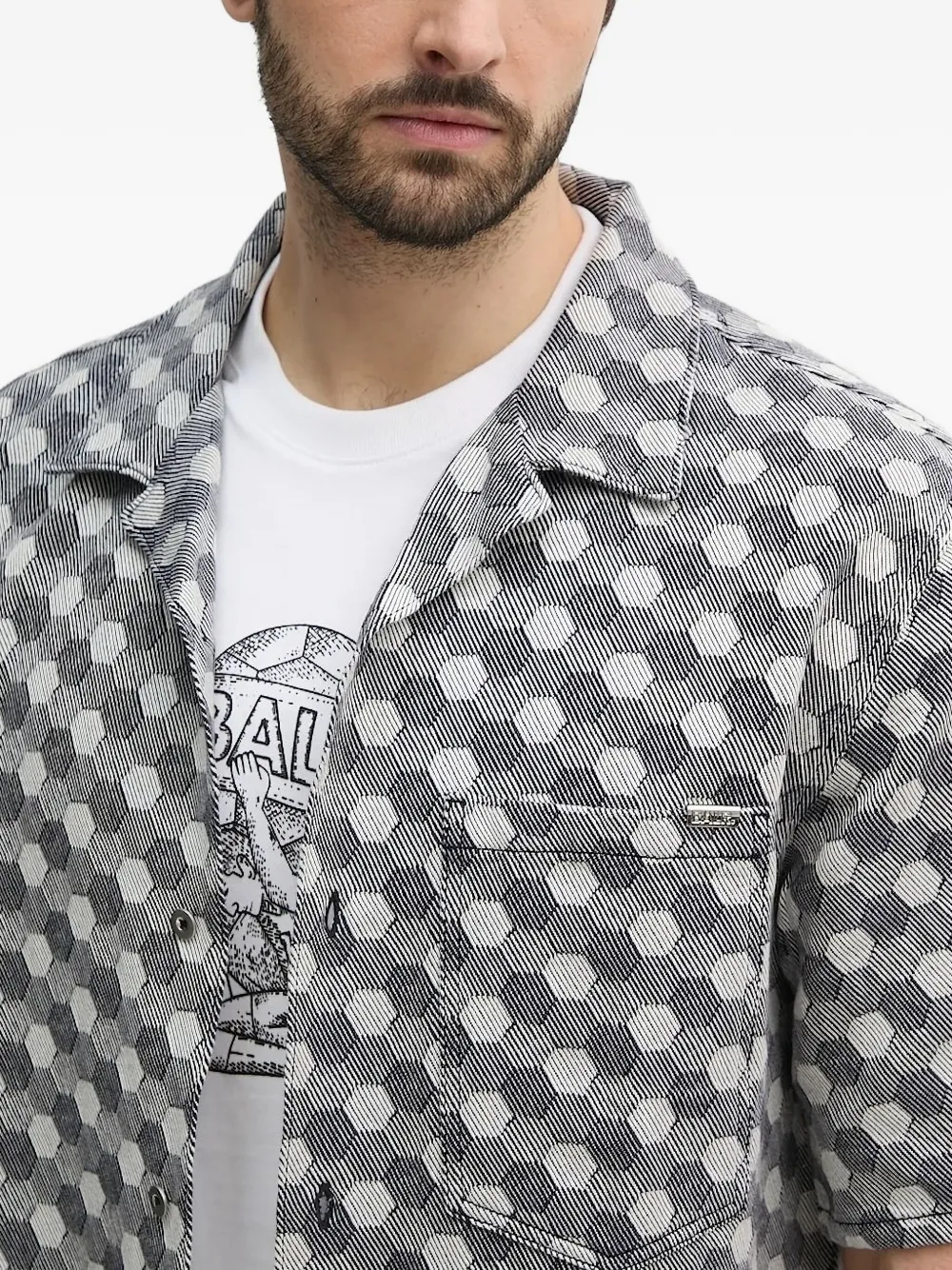 Balr. Geometric-pattern Shirt In Gray