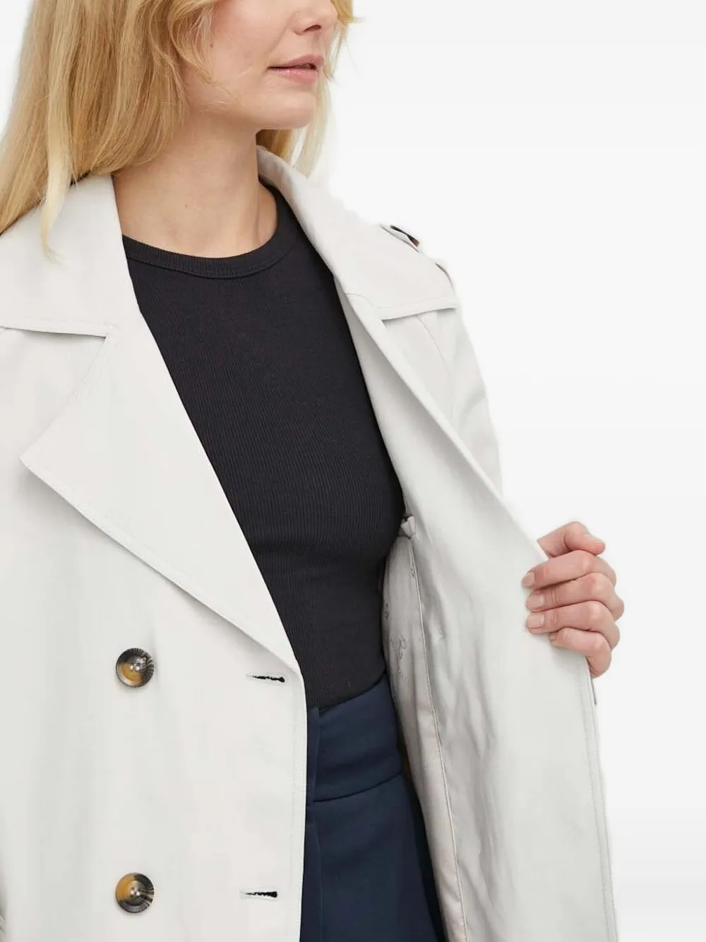 Bruuns Bazaar Trenchcoat met dubbele rij knopen Beige