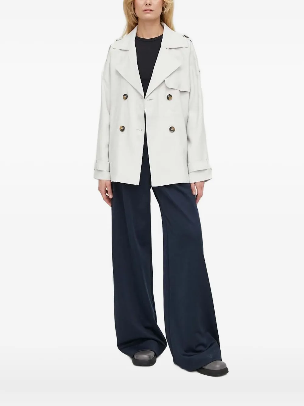 Bruuns Bazaar Trenchcoat met dubbele rij knopen Beige