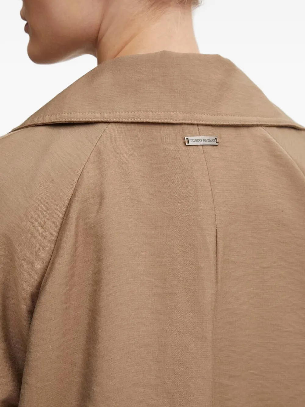 Bruuns Bazaar Double-breasted Belted Trench Coat In Brown