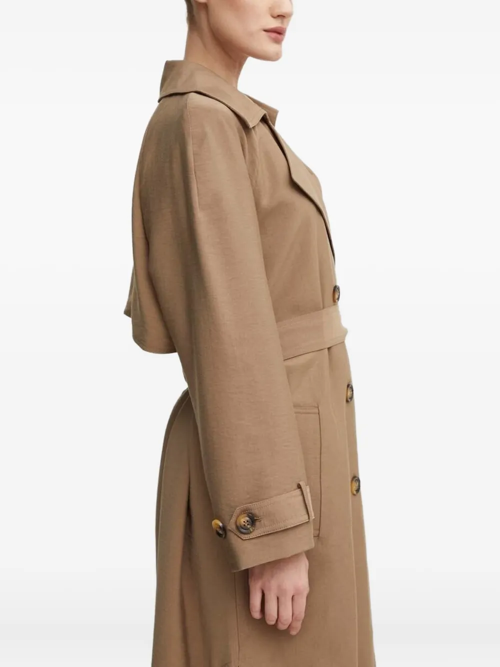 Bruuns Bazaar Double-breasted Belted Trench Coat In Brown