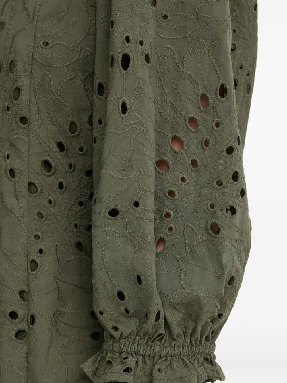 Bruuns Bazaar Eyelet-embroidery Puff-sleeve Dress In Green