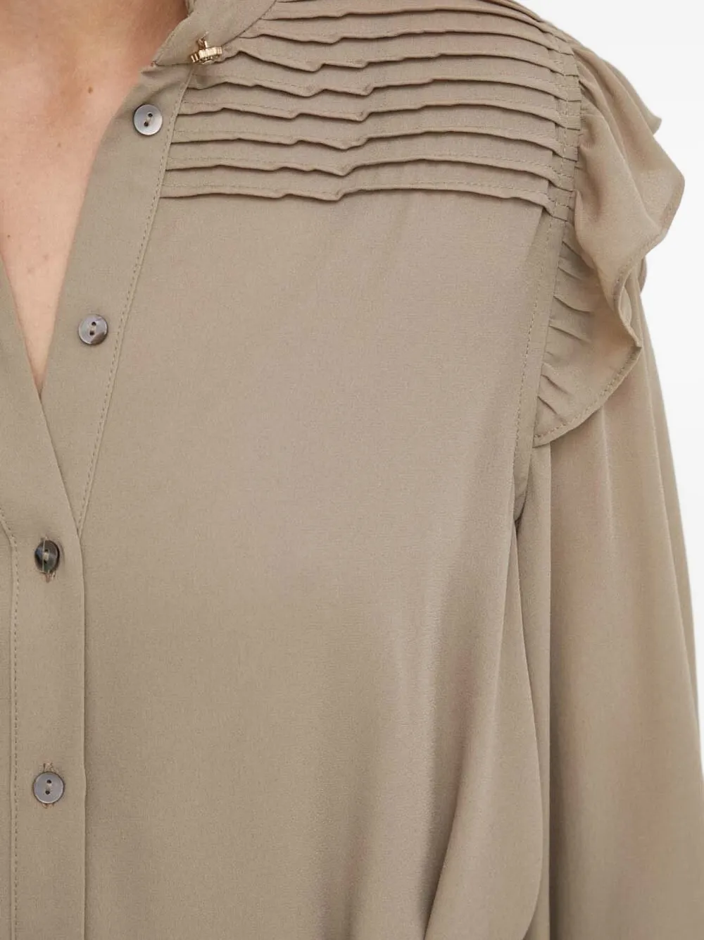 Bruuns Bazaar Geplooide midi-jurk met ruches Beige