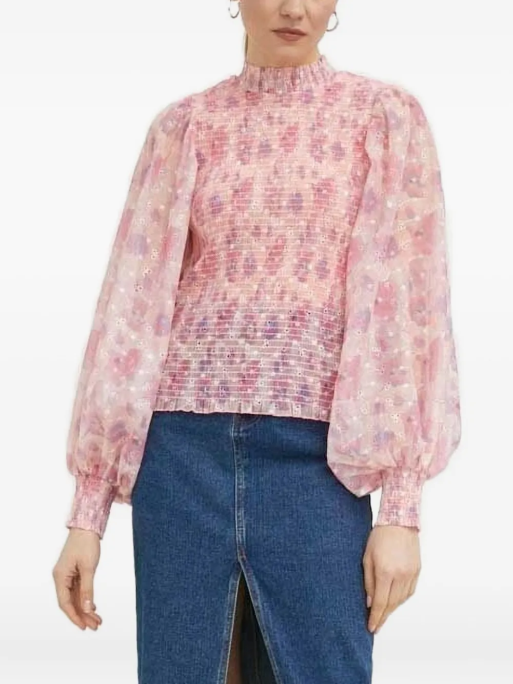 Bruuns Bazaar smocked floral-print top | Pink | Image 1