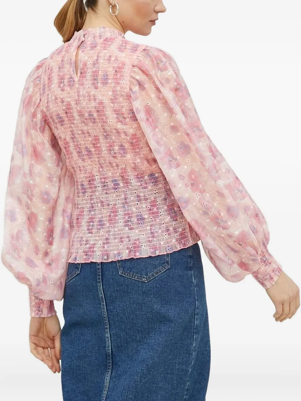 Bruuns Bazaar smocked floral-print top - Roze