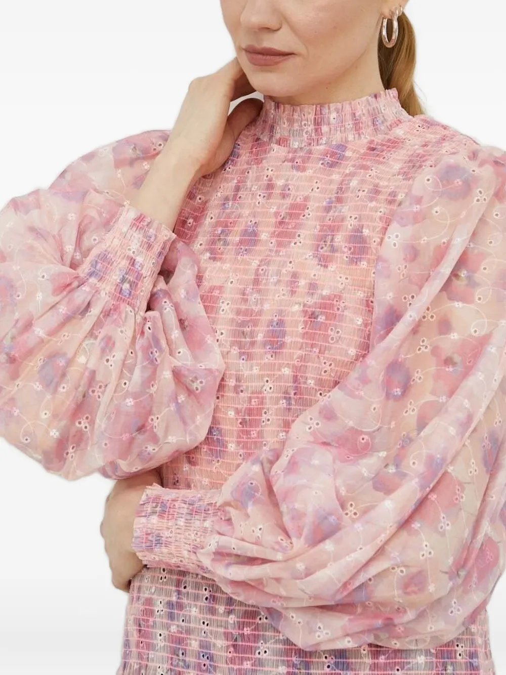 Bruuns Bazaar Smocked Floral-print Top In Pink