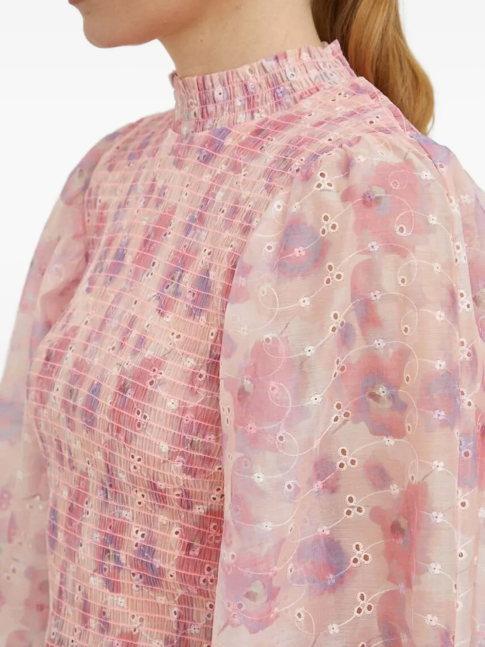 Bruuns Bazaar Smocked Floral-print Top In Pink