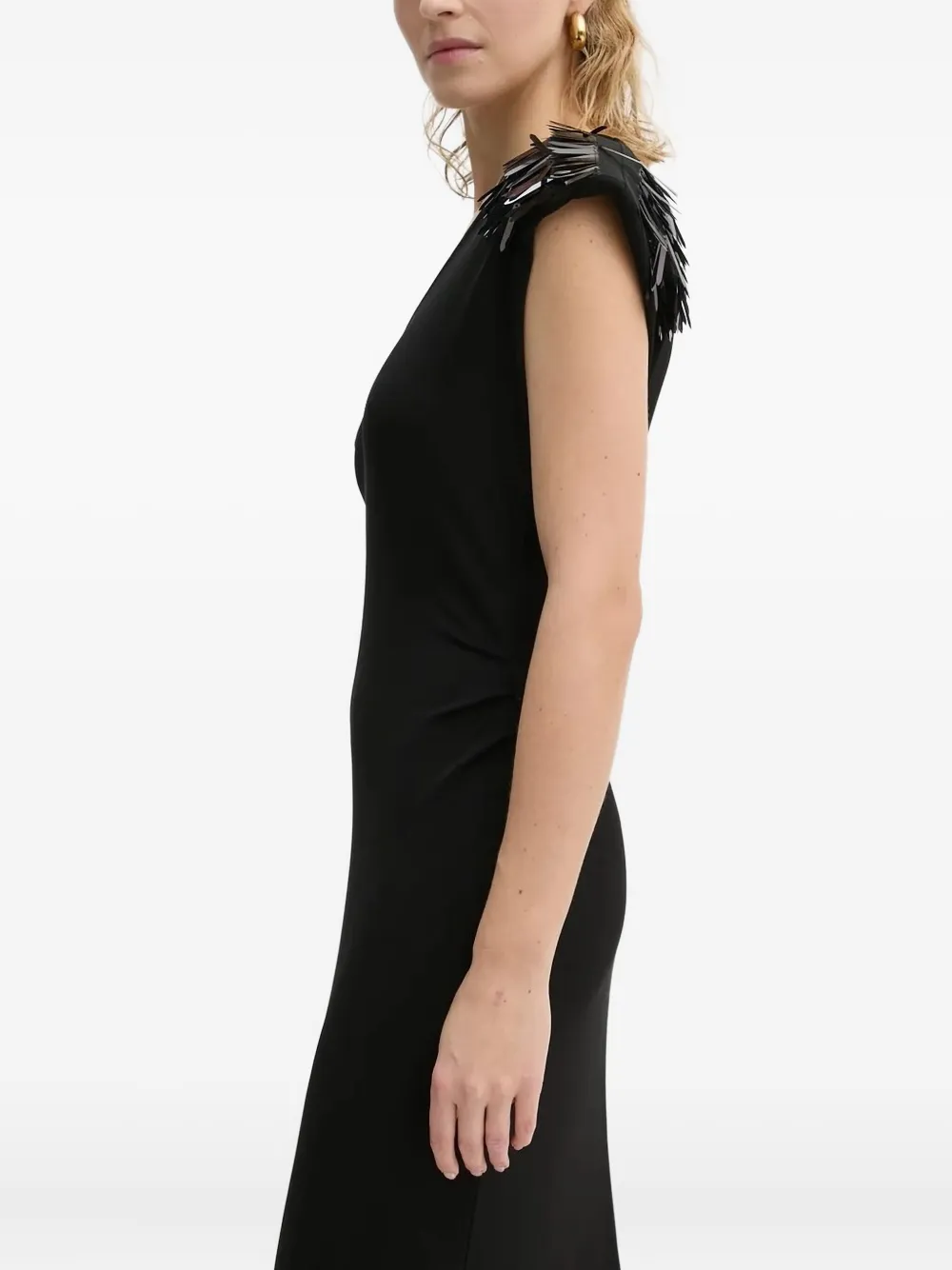 Bruuns Bazaar Sequin-embellished V-neck Maxi Dress In Blue