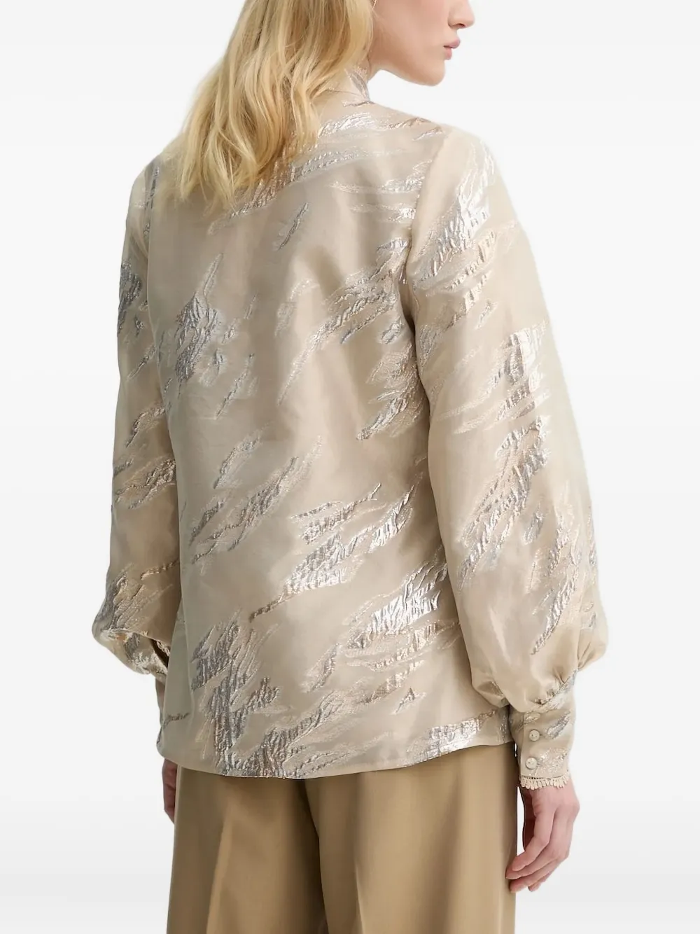 Bruuns Bazaar metallic-print balloon-sleeve blouse - Goud