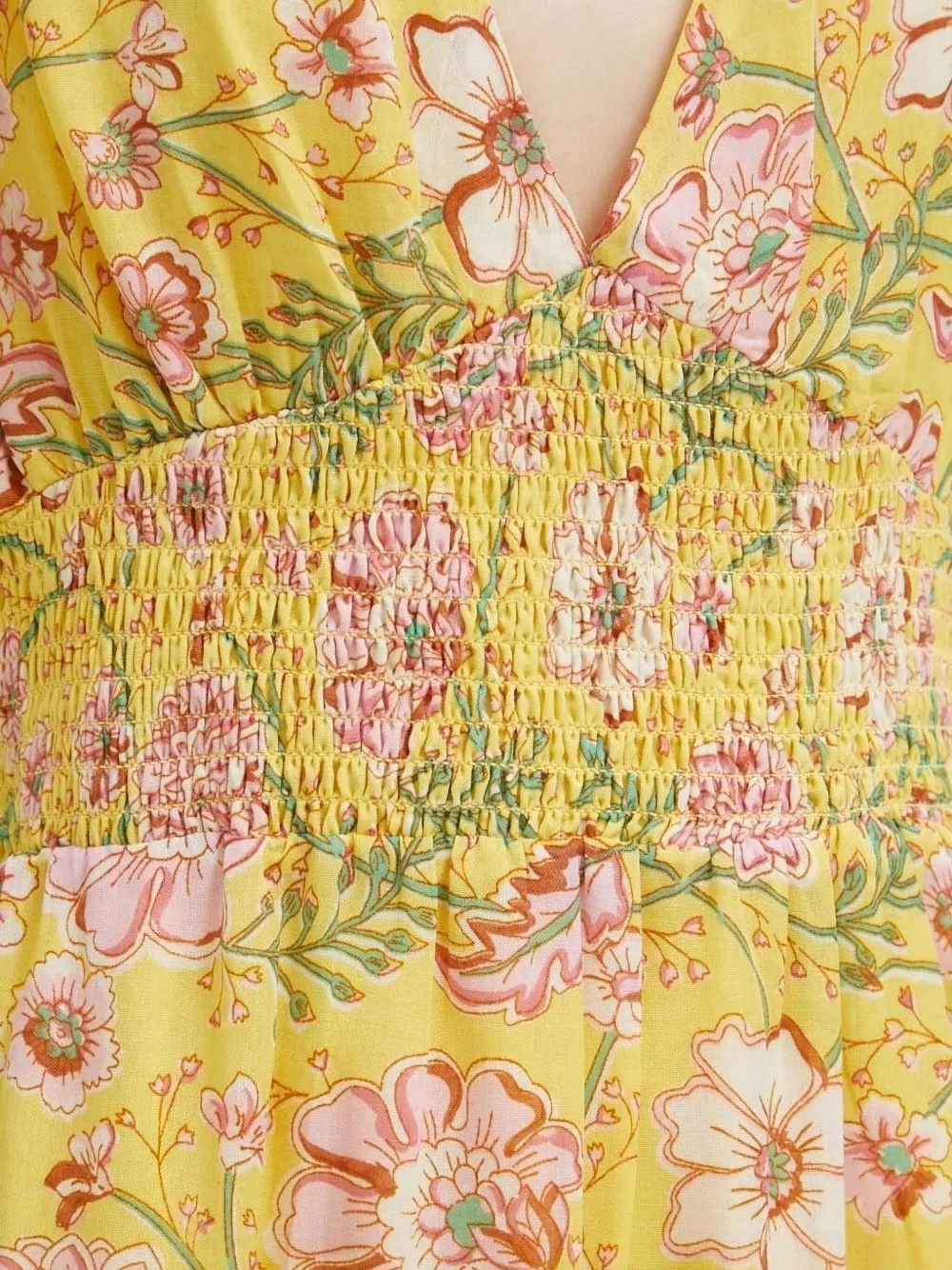 Billabong Gesmockte maxi-jurk met bloemenprint Geel