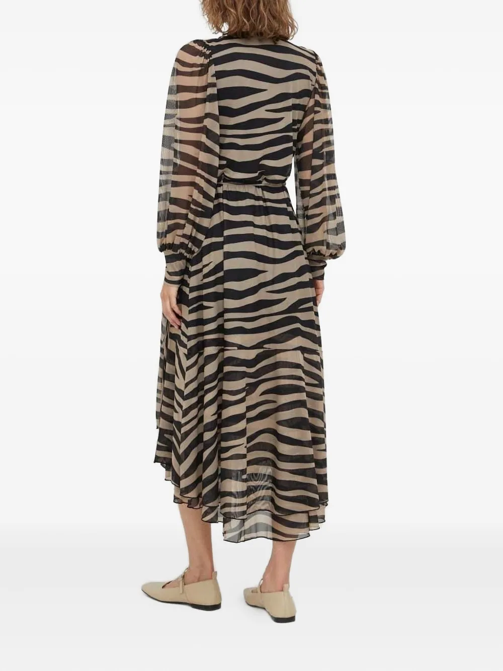 Bruuns Bazaar zebra-print wrap midi dress - Beige