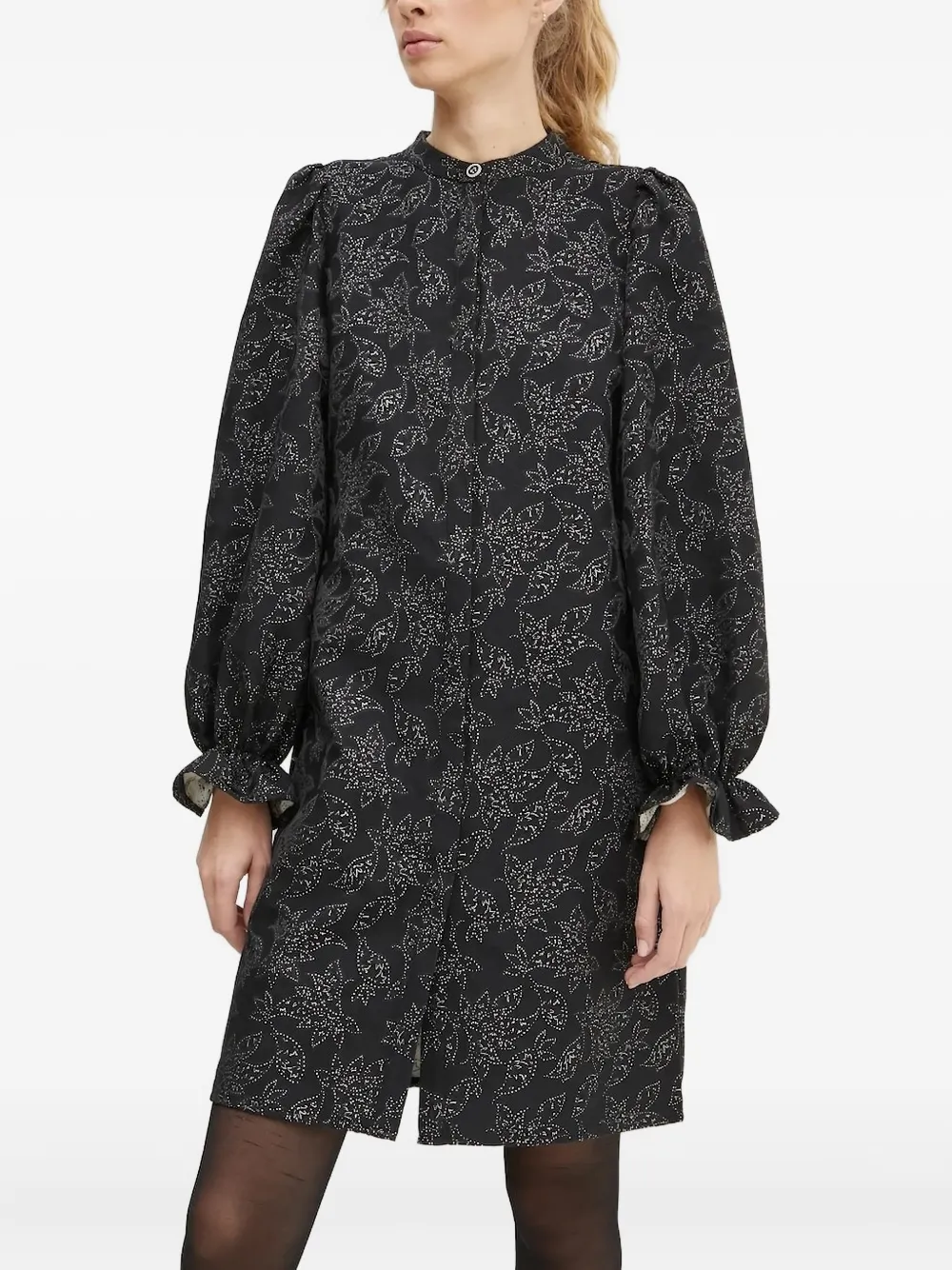Bruuns Bazaar puff-sleeve floral-motif dress | Black | Image 1