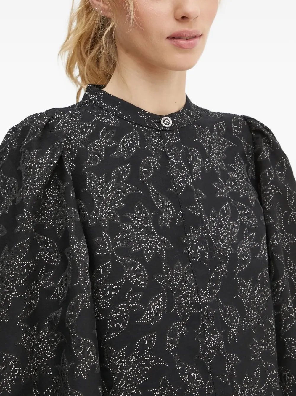 Bruuns Bazaar Jurk met pofmouwen en bloemenpatroon Zwart