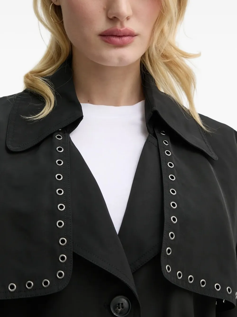 Bruuns Bazaar Eyelet-embellishment Belted Coat In Black