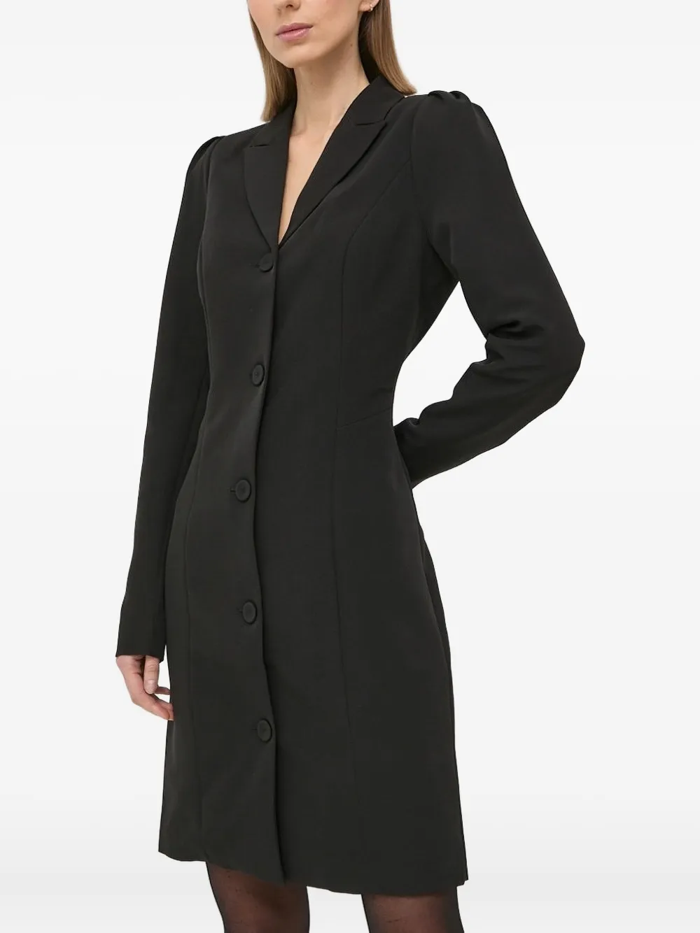 Bruuns Bazaar puff-sleeve button dress | Black | Image 1
