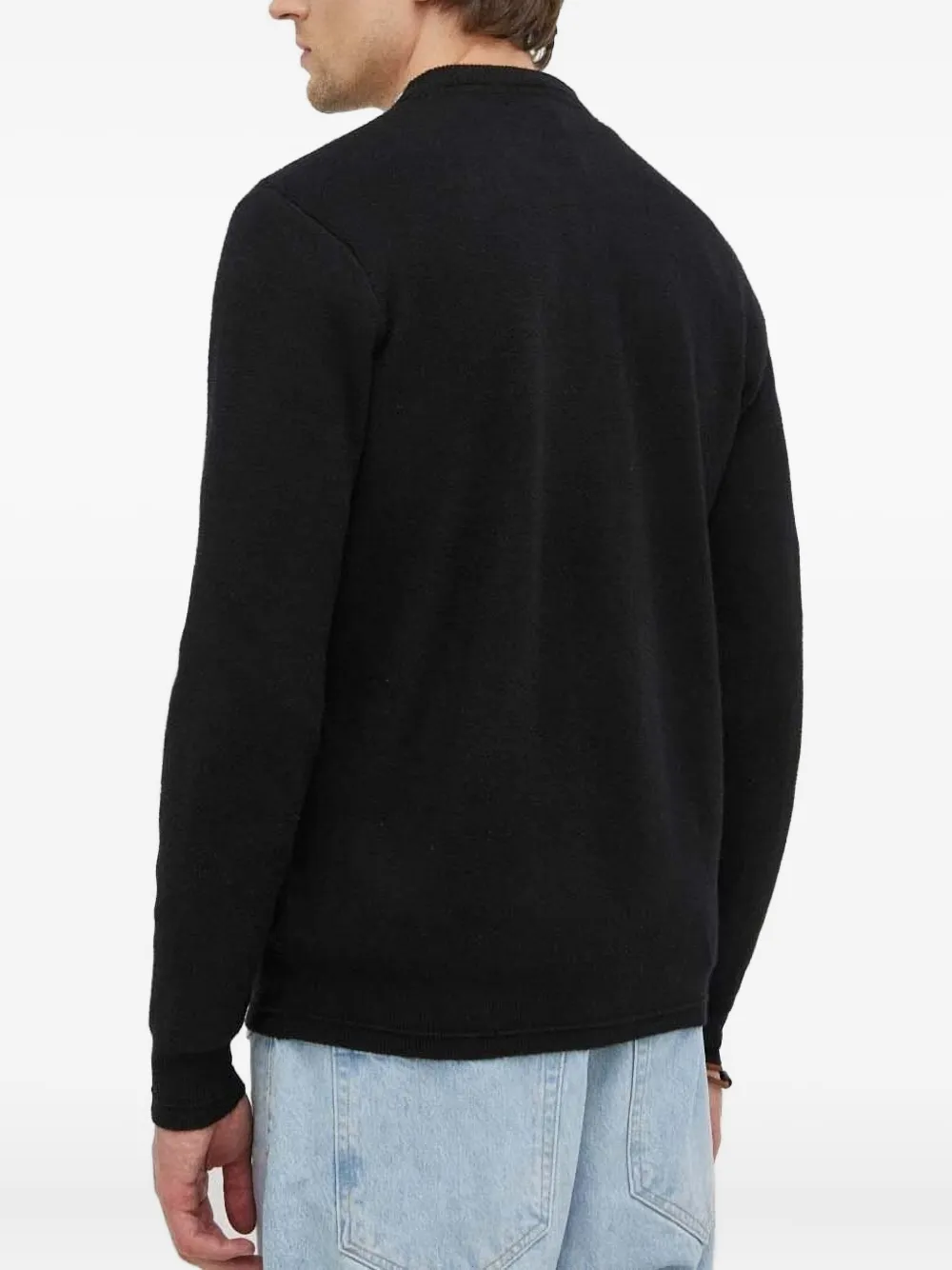 Bruuns Bazaar logo-intarsia crew-neck sweater - Zwart