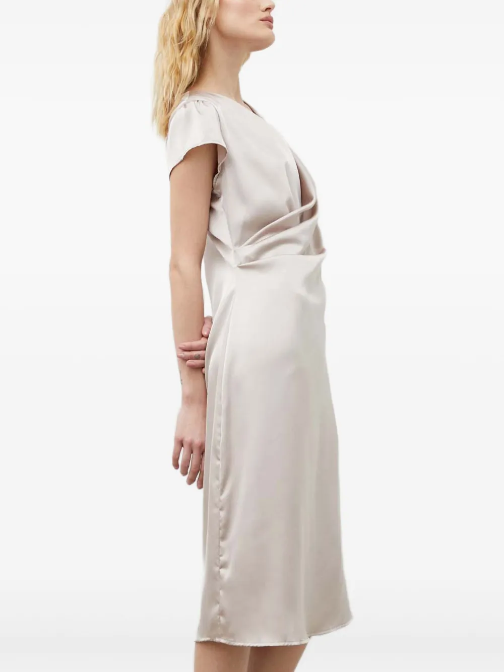 Bruuns Bazaar Gedrapeerde mini-jurk - Beige