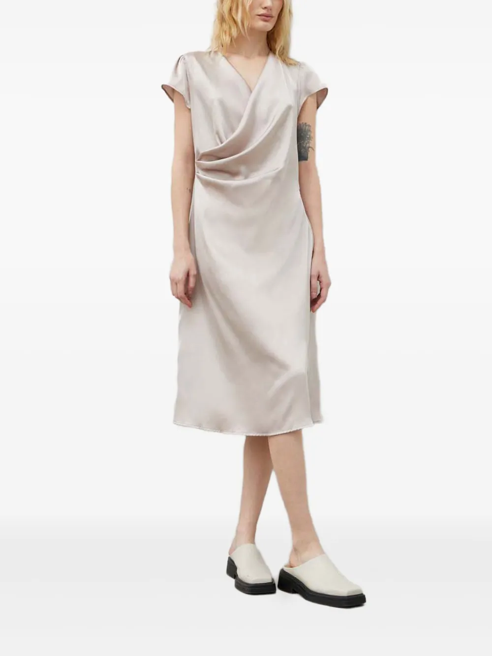 Bruuns Bazaar draped cowl-neck dress | Neutrals | Image 1