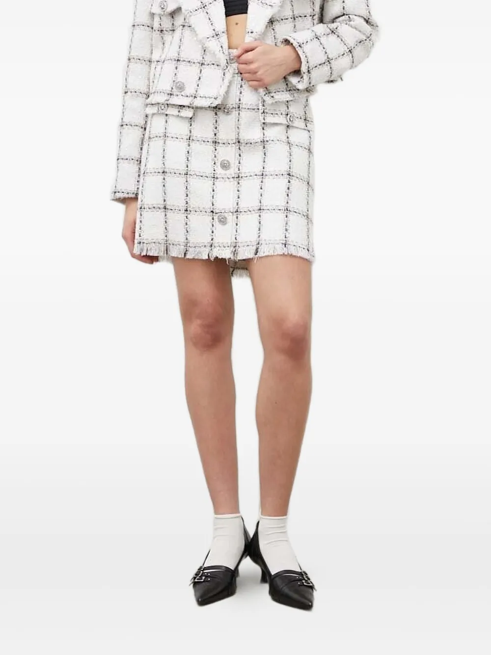 Bruuns Bazaar Check-pattern Mini Skirt In White