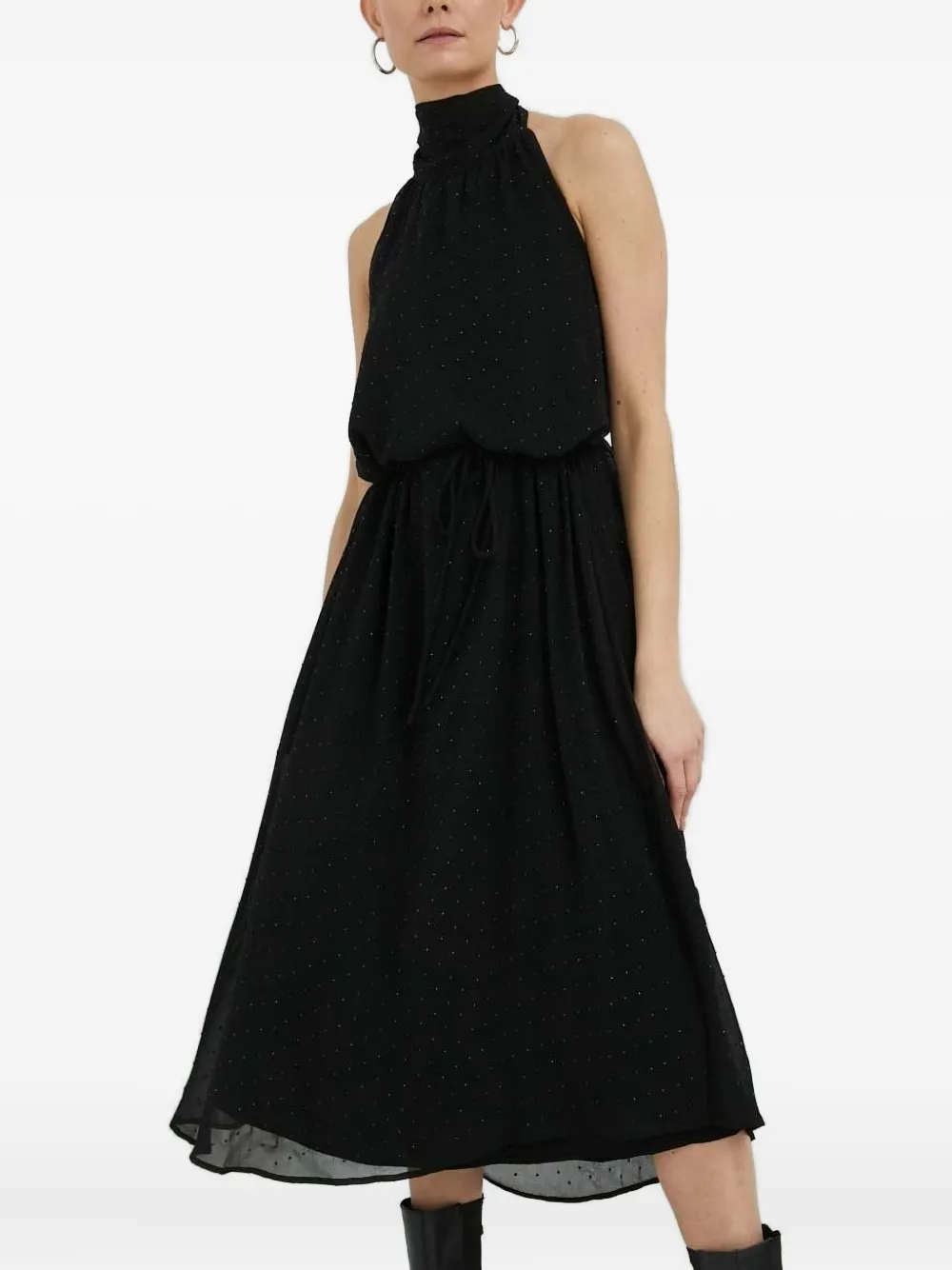 Bruuns Bazaar Midi-jurk met halternek Zwart